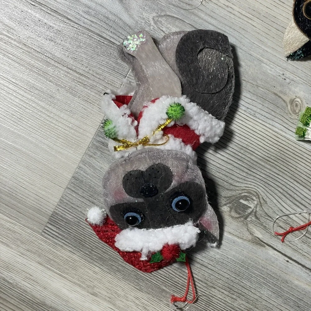 Cat Dog Christmas Ornaments 3D Felt Textured Embellished Stuffed‎ Multicolor 8
